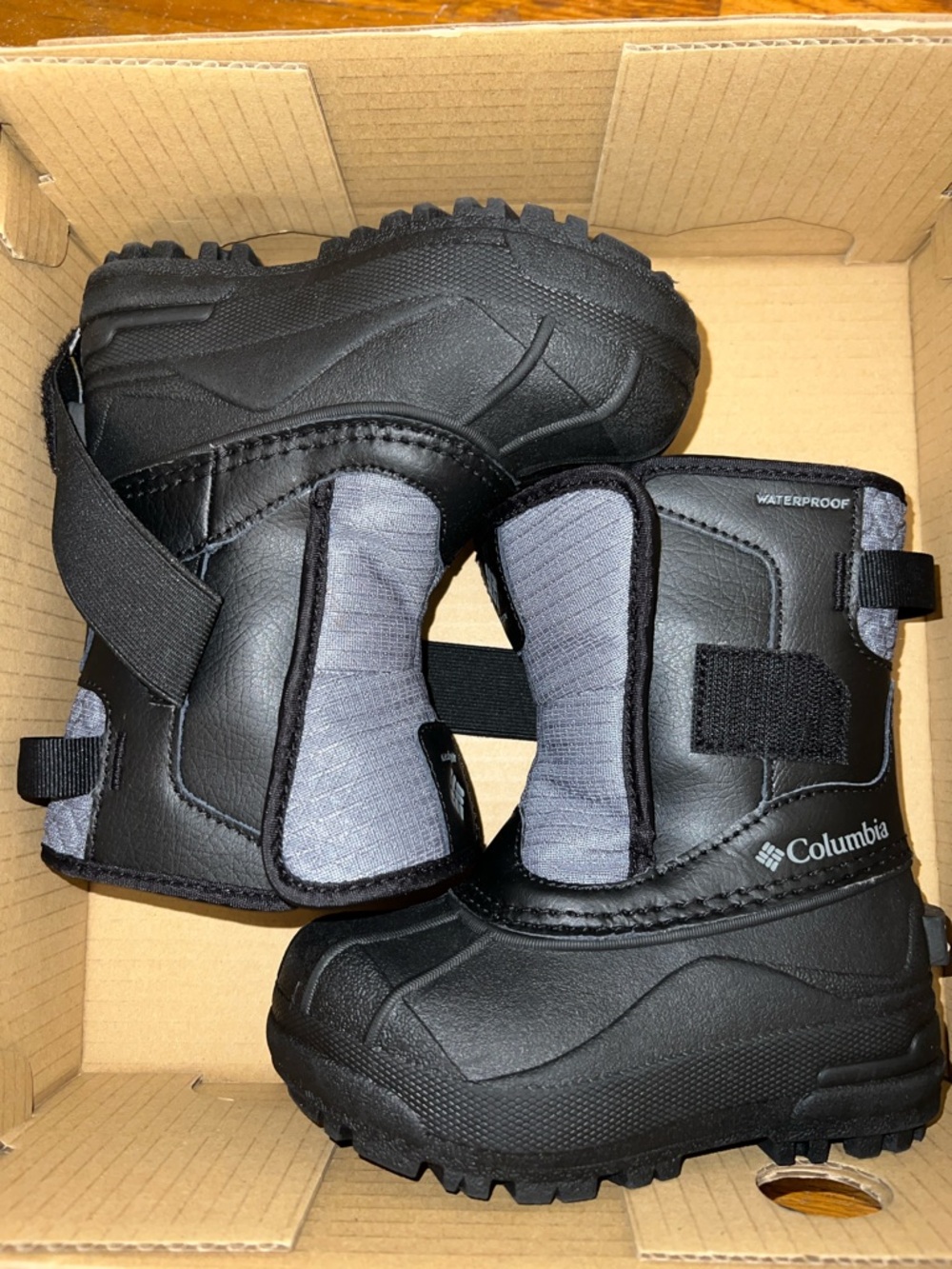 Columbia Kids Black and Gray Waterproof Snow Boots